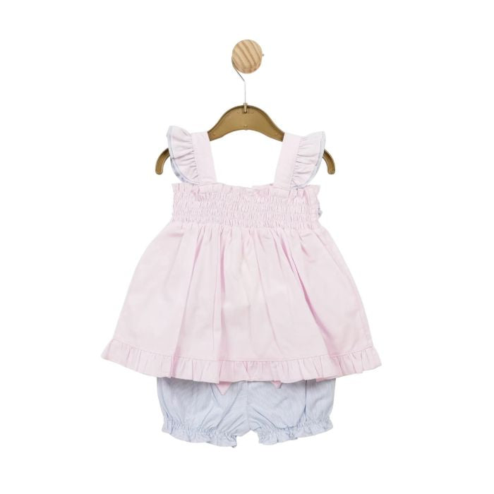 Mintini 3 Bow Sun Top Bloomer - Pink/Blue