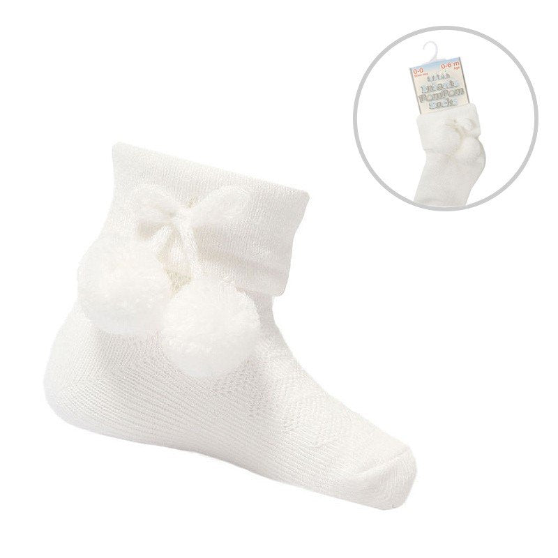 White Pom Pom Ankle Socks