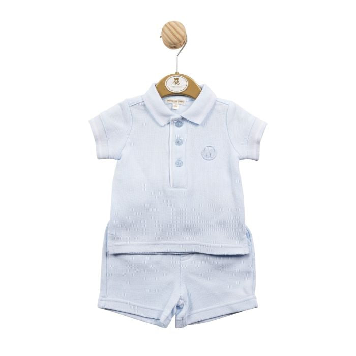 Mintini Pique ‘M’ Blue 2pc Short set