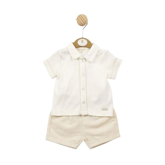 Mintini Jersey Shirt & Linen Look Shorts Set